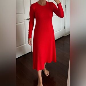 Zara Vibrant Red Long Sleeve Dress